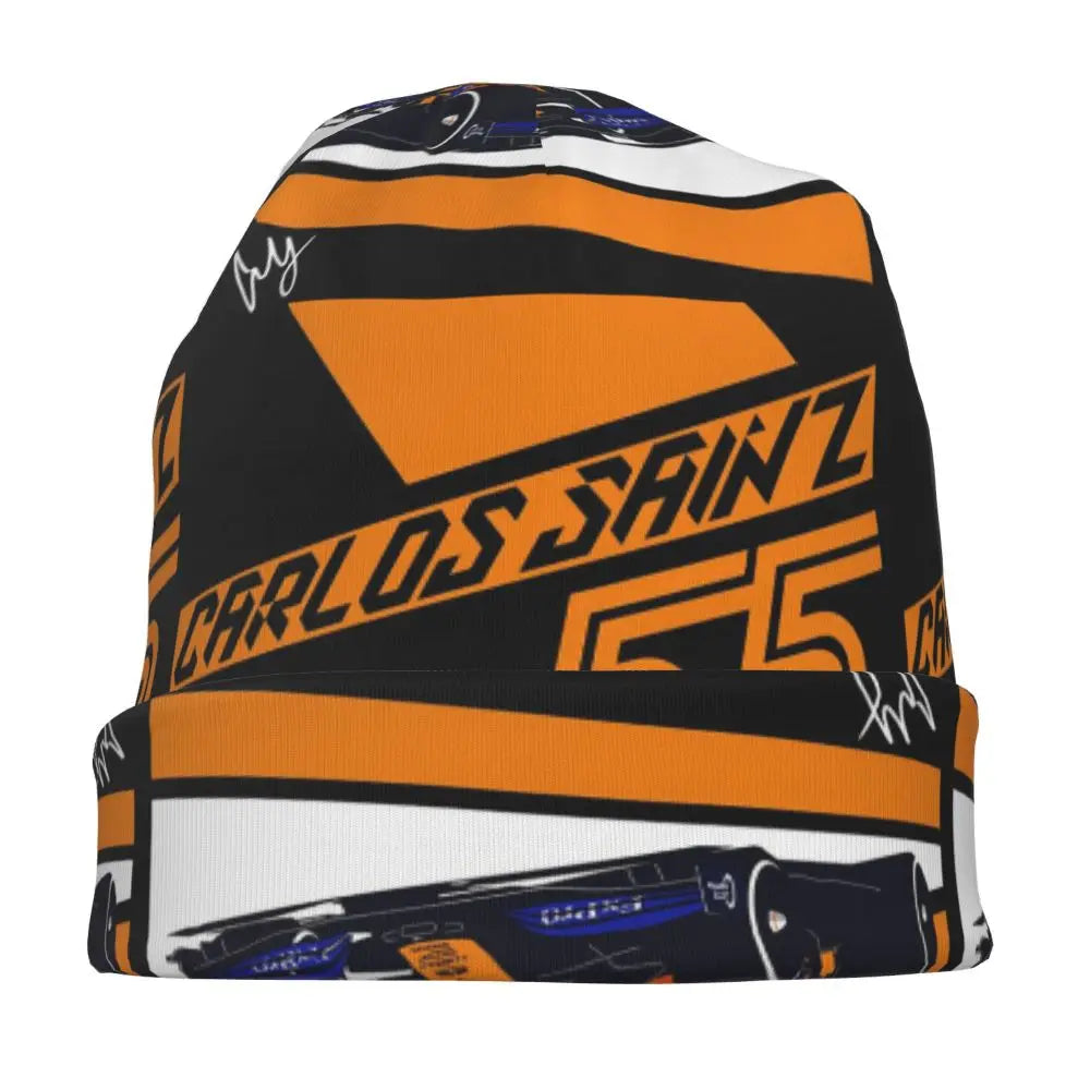 Carlos Sainz Jr F1 Signature Graphic - Dark Warm Knitted Cap Fashion Bonnet Hat Autumn Winter Beanies Hats for Unisex Adult