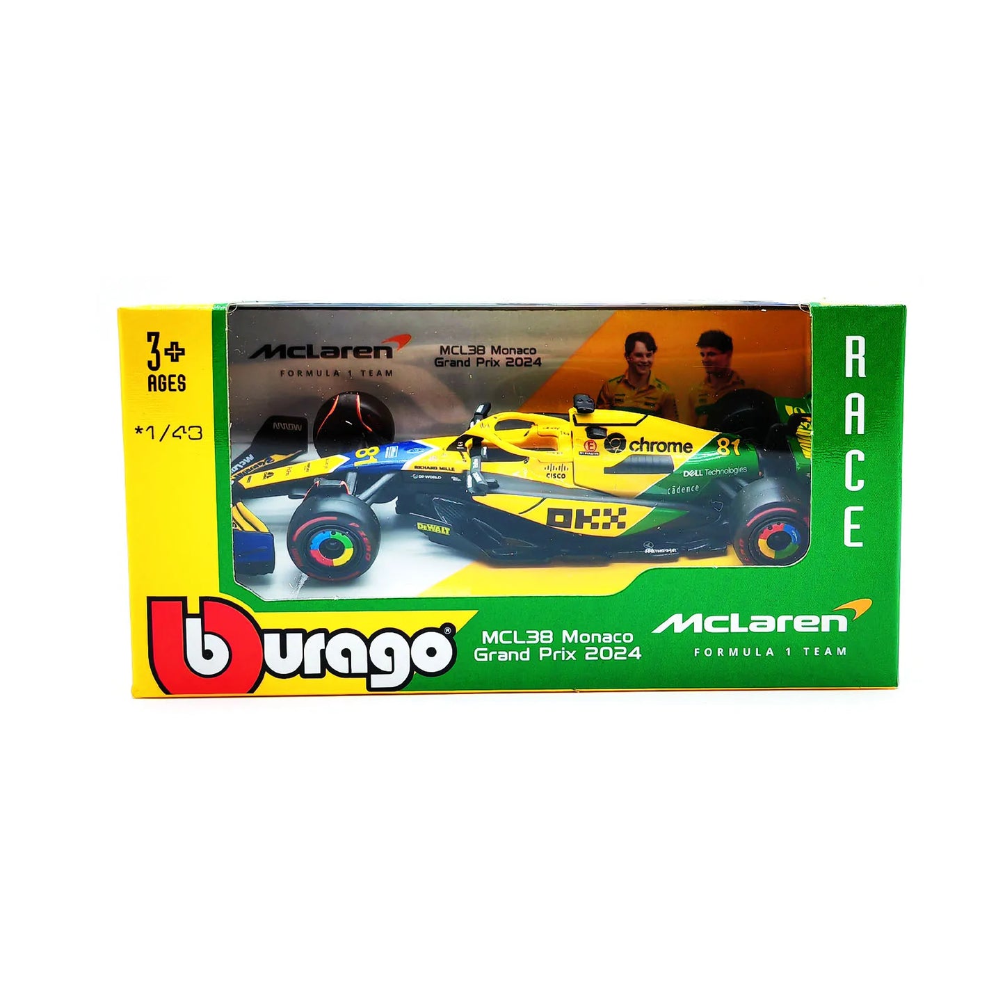 Bburago 1:43 2024 F1 Mclaren Mcl38 Monaco Grand Prix F1 Alloy Miniature Diecast Model #4 #81 Lando Norris F1 Car Toys Gift