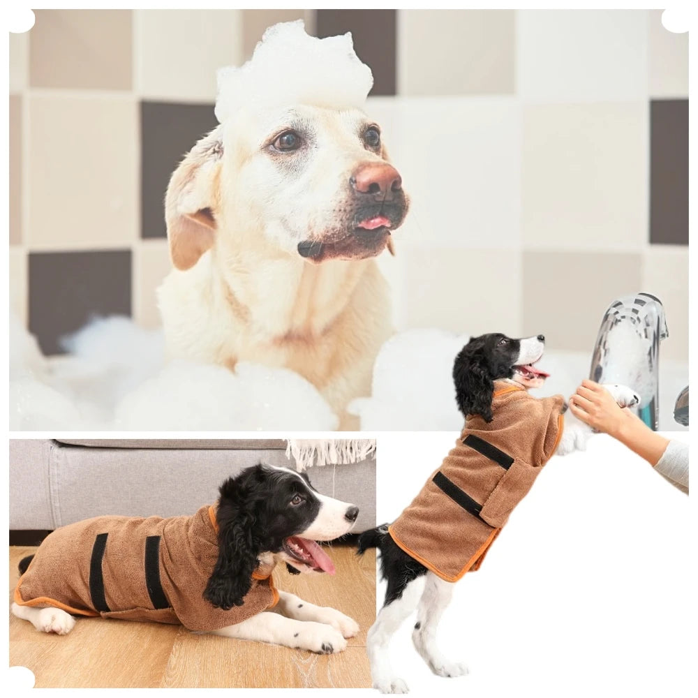 Albornoz absorbente para mascotas, toalla de secado rápido, suave y ajustable, para perros grandes, medianos y pequeños.