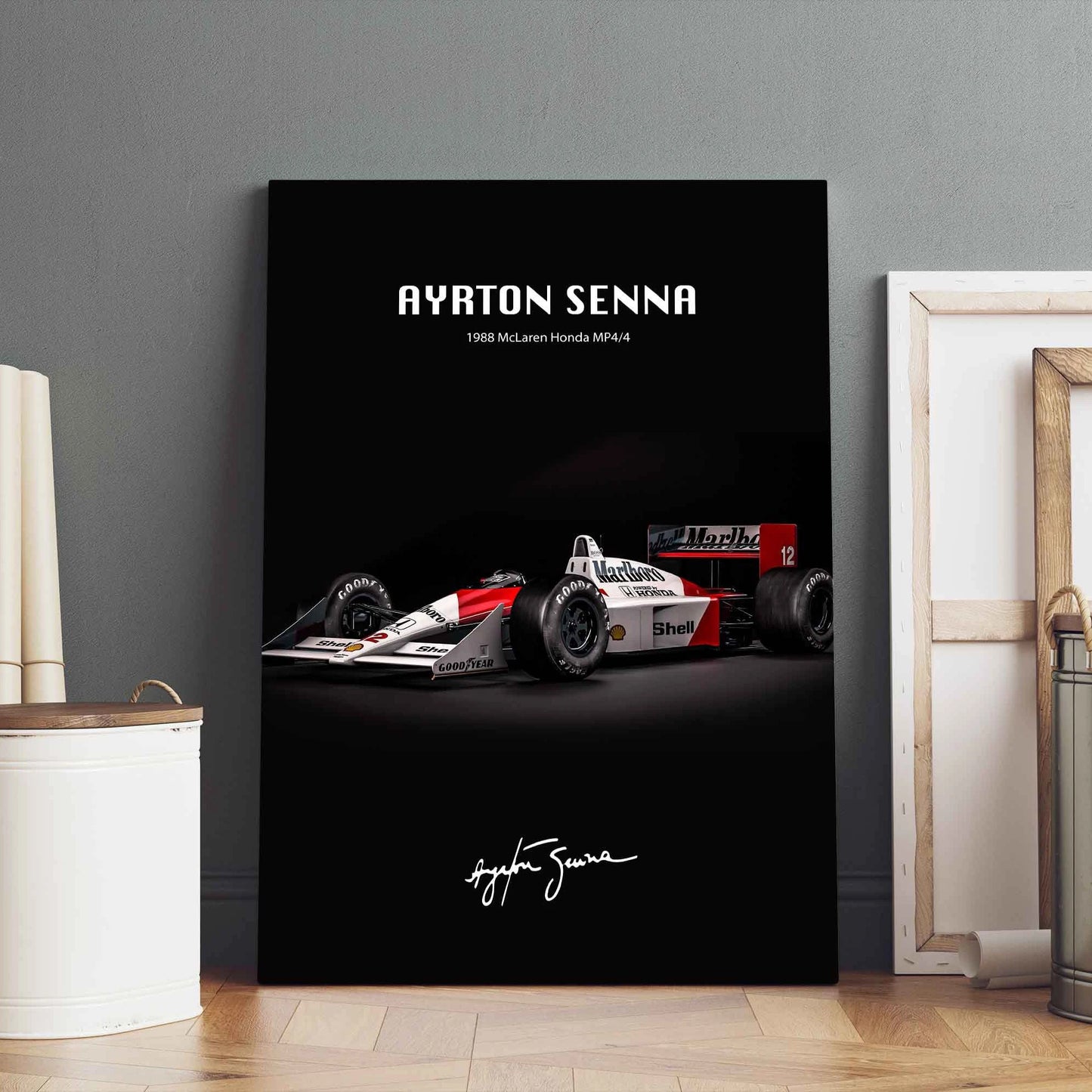 Ayrton Senna Poster Print MP4/8 Canvas Painting Monaco GP Car Wall Art Pictures For Living Room Home Decoration Frameless