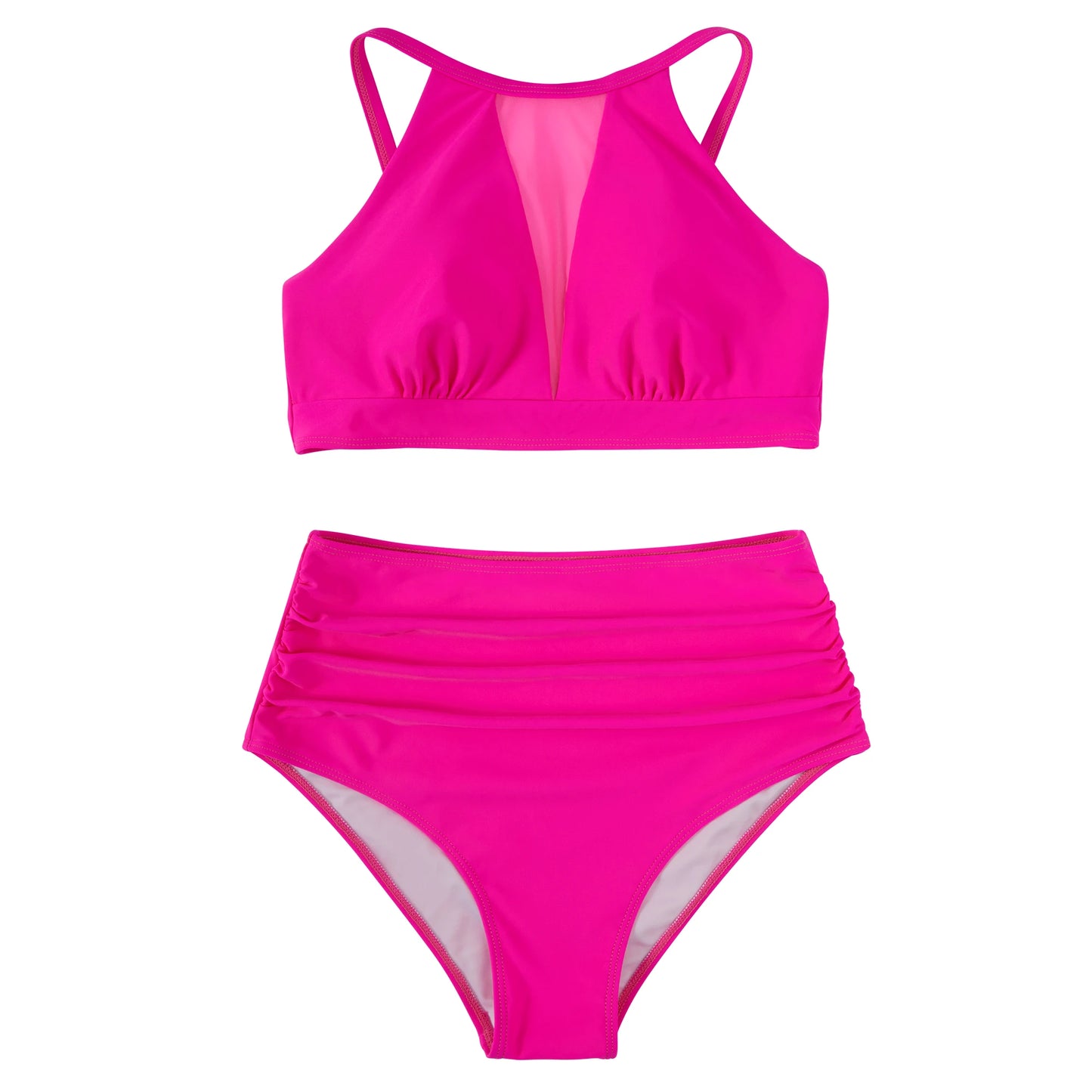 Print High-Waist Bikini Sets Swimsuit Women Sexy Lace Up Hollow Out Two Pieces Swimwear 2024 New Beach Bathing Suits Women