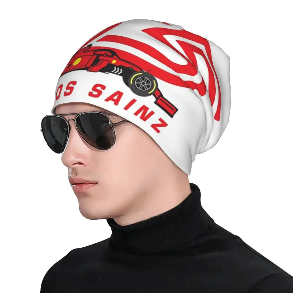 Carlos Sainz Jr F1 Signature Graphic - Dark Warm Knitted Cap Fashion Bonnet Hat Autumn Winter Beanies Hats for Unisex Adult