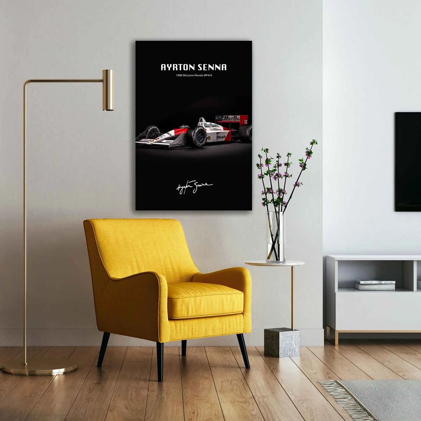 Ayrton Senna Poster Print MP4/8 Canvas Painting Monaco GP Car Wall Art Pictures For Living Room Home Decoration Frameless