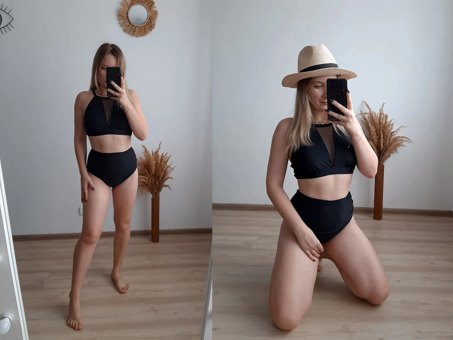 Print High-Waist Bikini Sets Swimsuit Women Sexy Lace Up Hollow Out Two Pieces Swimwear 2024 New Beach Bathing Suits Women