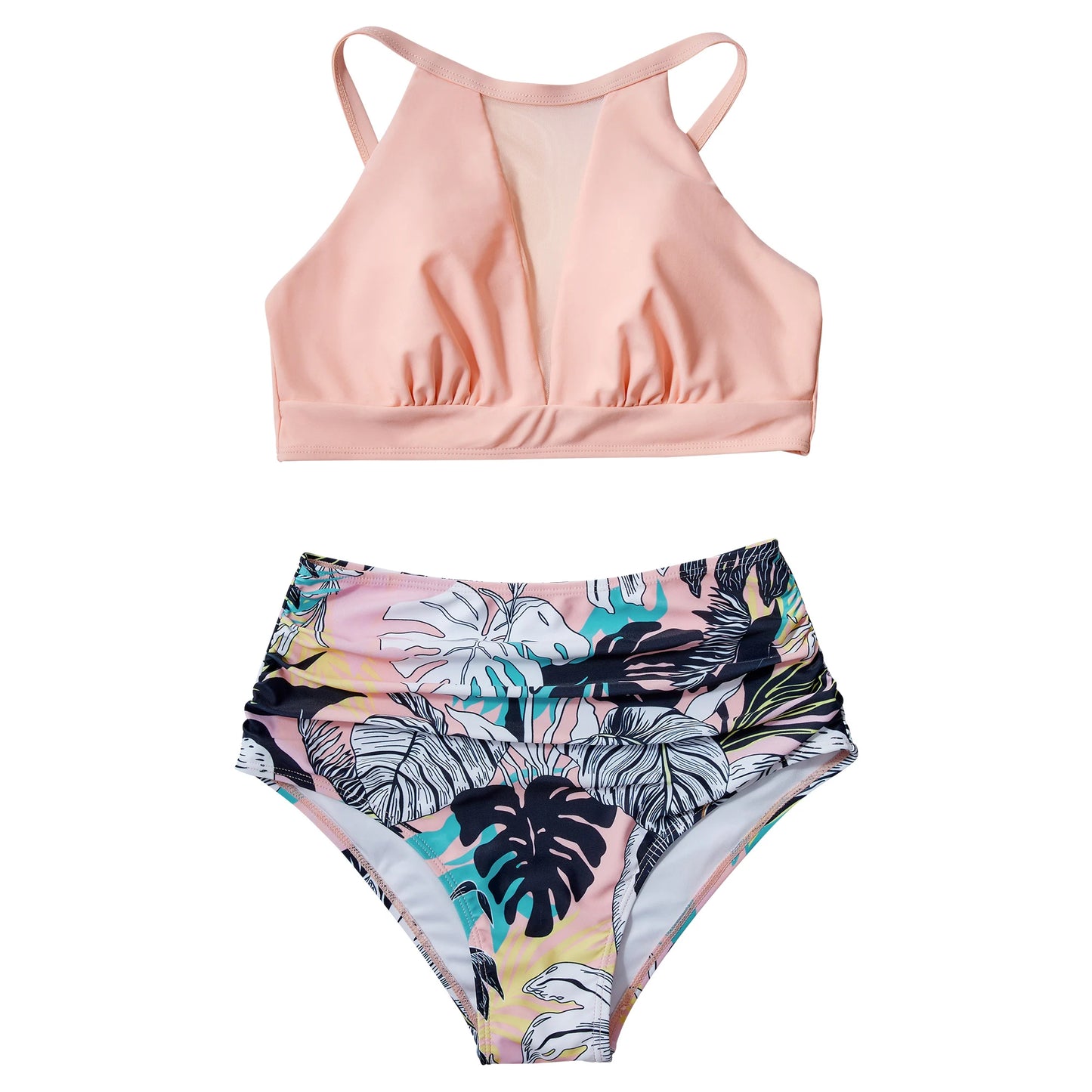 Print High-Waist Bikini Sets Swimsuit Women Sexy Lace Up Hollow Out Two Pieces Swimwear 2024 New Beach Bathing Suits Women