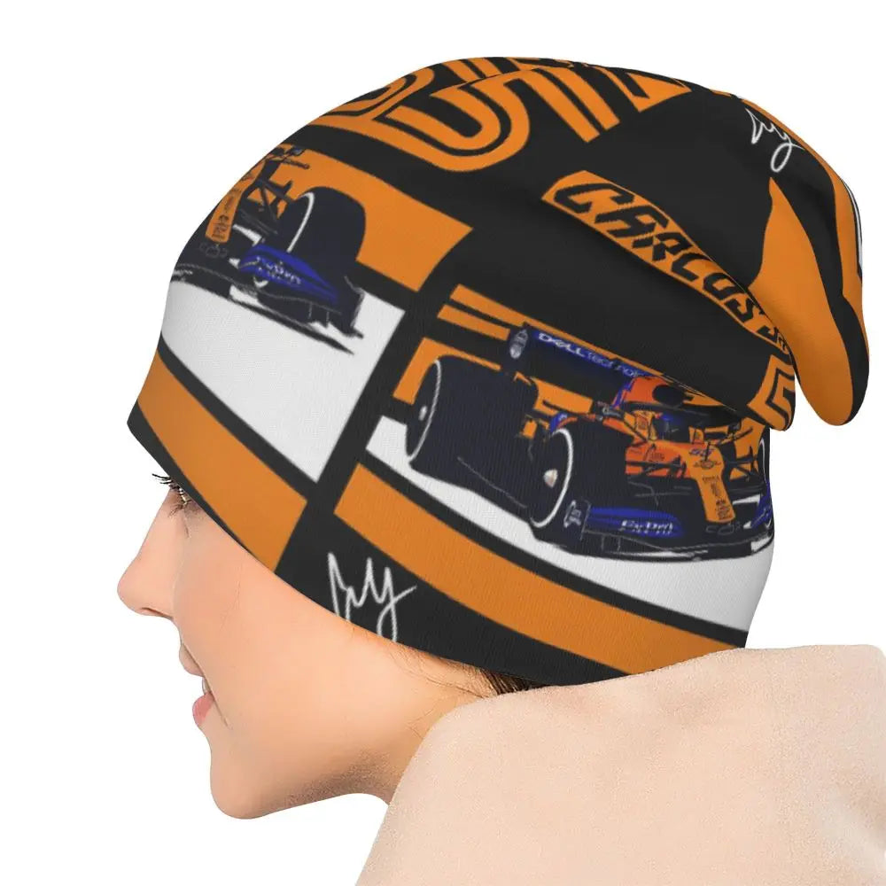 Carlos Sainz Jr F1 Signature Graphic - Dark Warm Knitted Cap Fashion Bonnet Hat Autumn Winter Beanies Hats for Unisex Adult