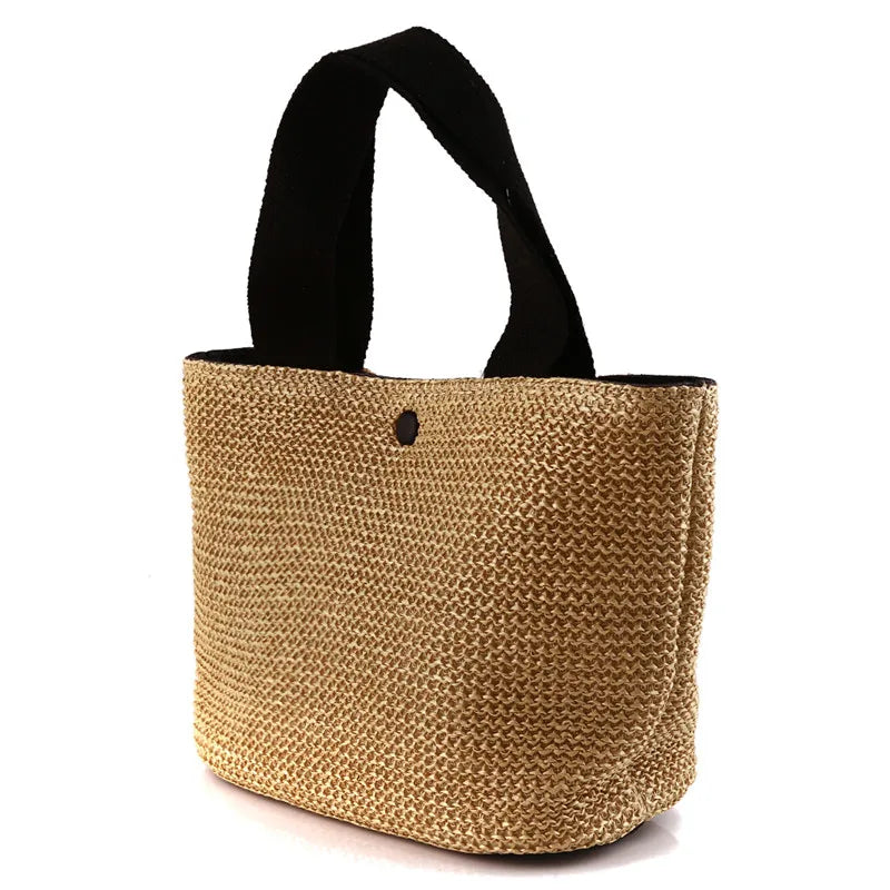 Bolso bandolera de paja para playa, estilo bohemio, de ratán tejido, hecho a mano, para mujer