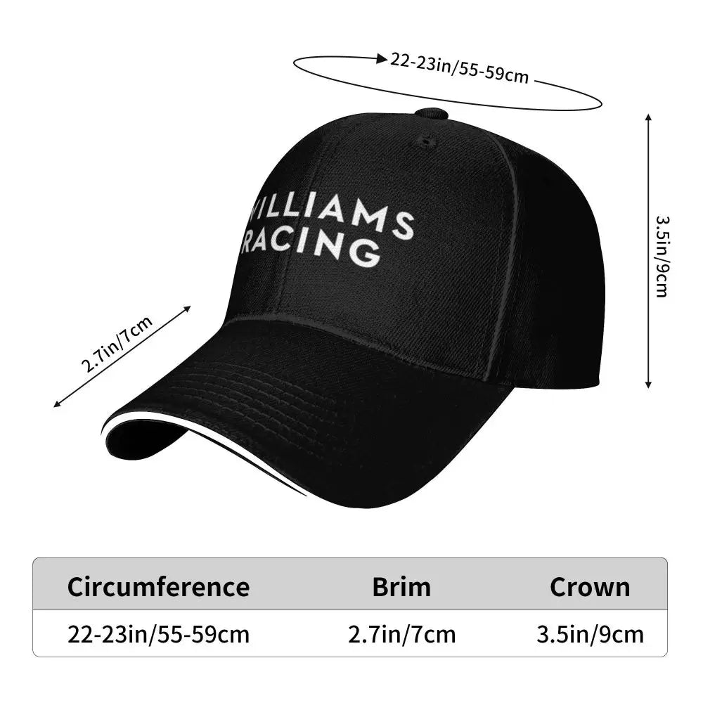 White Williams Racing Letters F1 Sport Baseball Caps For Womens Adult Female Beach Sunscreen Hats Snapback Cap