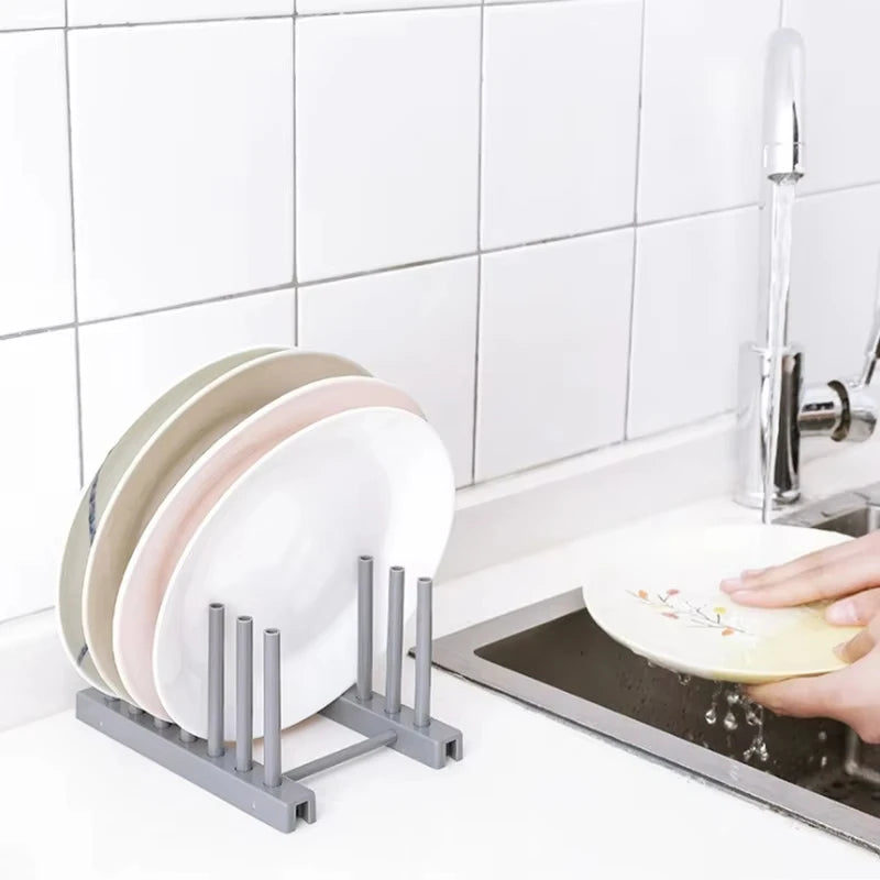 Dish Drainer Rack Kitchen Plates Holder Drying Organizer Plates Display Shelf Pot Lid Storage Stand Plate Detachable Save Space