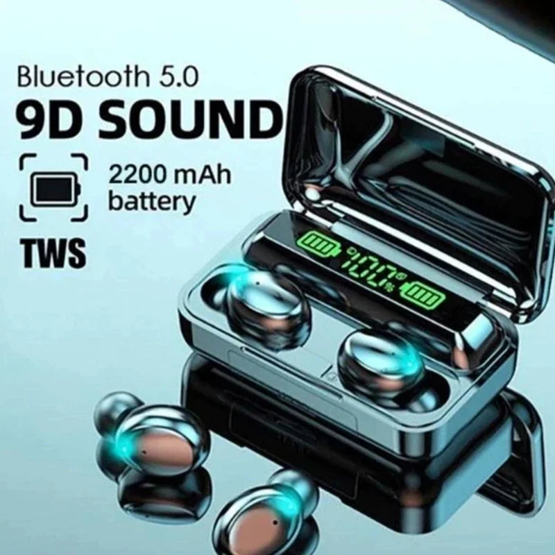Auriculares inalámbricos F9 TWS con Bluetooth 5.0, estéreo 9D, deportivos, impermeables, con reducción de ruido y para juegos.