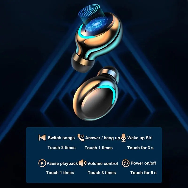 Auriculares inalámbricos F9 TWS con Bluetooth 5.0, estéreo 9D, deportivos, impermeables, con reducción de ruido y para juegos.