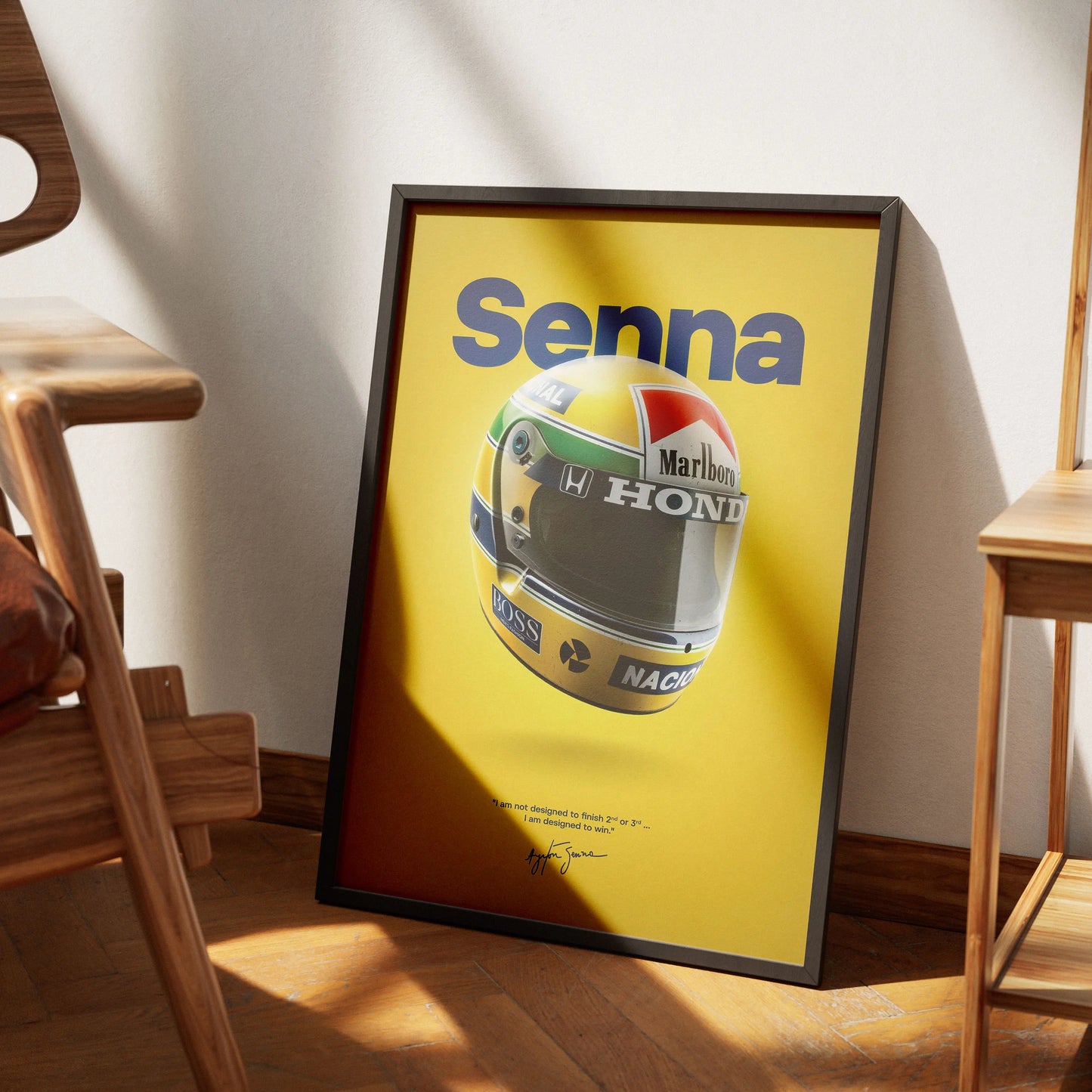 Formula 1 Ayrton Senna Helmet MP4/4 Racing Car Poster Print Canvas Painting, Home Decor Wall Art Picture for Living Room