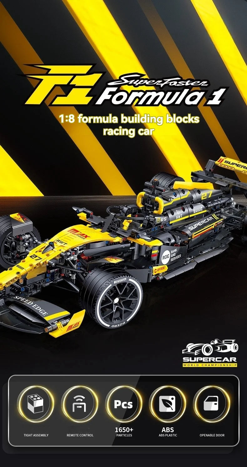 Technical Super Racing 1:8 Formula Building block Racing Renault F1 , kit assembly model Bricks toy, Christmas birthday gift
