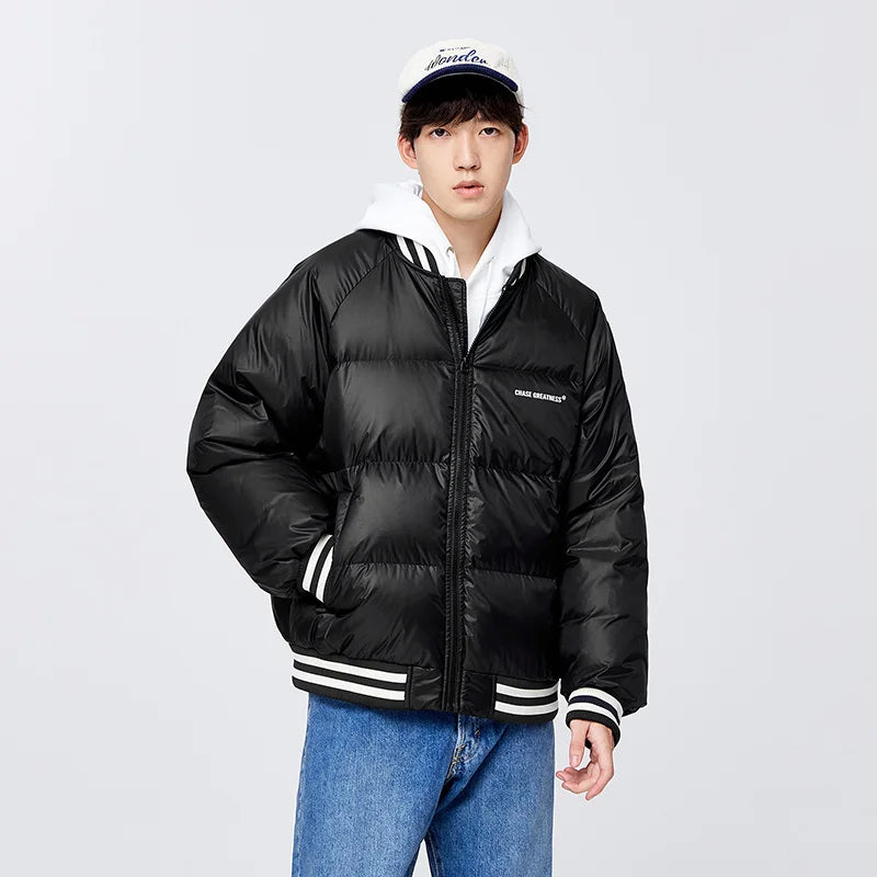 Chaqueta de plumas Semir para hombre, estilo universitario, de gran tamaño, con cuello de béisbol, nueva chaqueta deportiva de invierno 2022, abrigo superior raglán