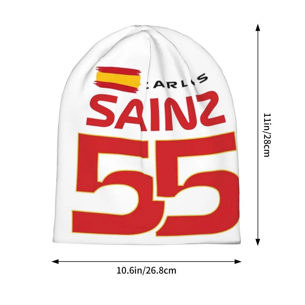 Carlos Sainz Jr F1 Signature Graphic - Dark Warm Knitted Cap Fashion Bonnet Hat Autumn Winter Beanies Hats for Unisex Adult