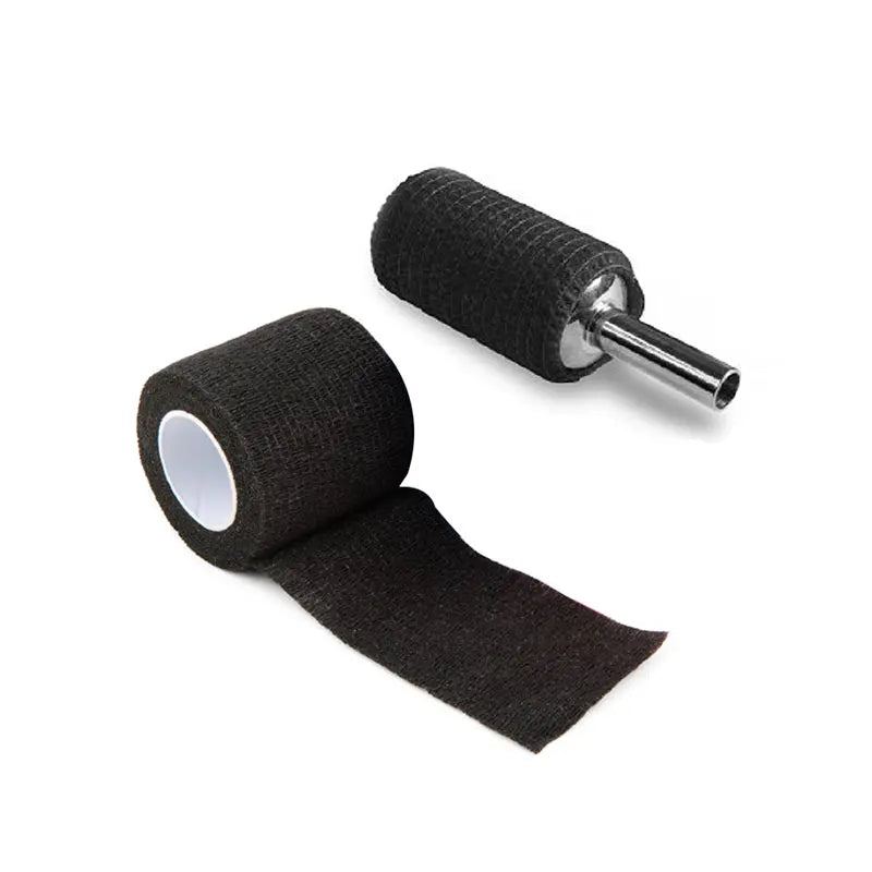 Black EZ Disposable 2''x5 Yards Tattoo Grip Cover Wrap Waterproof  Self-Adhesive Bandage Roll for Tattoo Machine Grip Tube