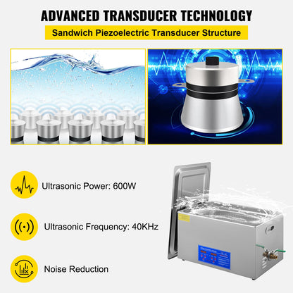 VEVOR 1.3L 2L 3L 6L 10L 15L 22L 30L Ultrasonic Cleaner Lave-Dishes Portable Washing Machine Diswasher Ultrasound Home Appliances