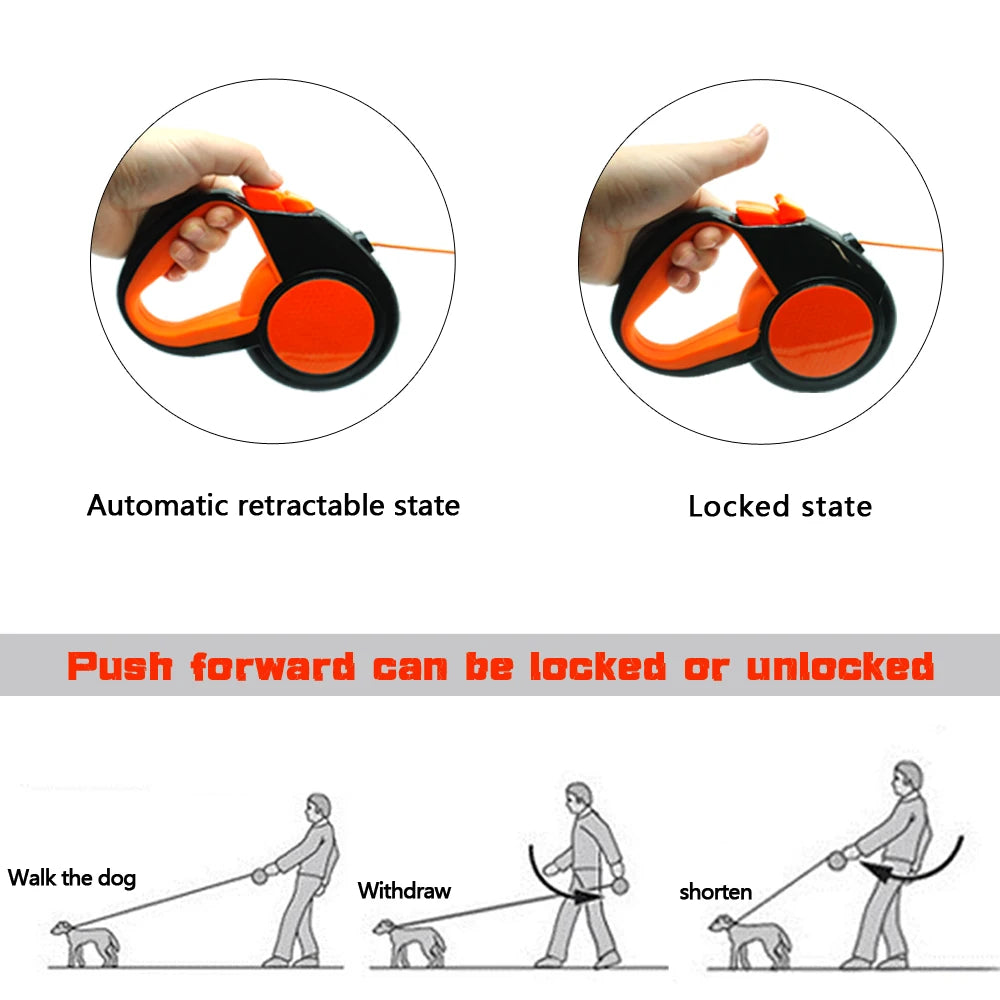 Retractable Dog Leash Automatic Extending Nylon Puppy Pet Dog Leashes Lead Dog Walking Running Leash Traction Rope 3m 5m 8m