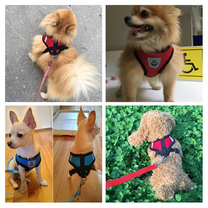 Dog Harness Leash For Small Medium Dog Cat Adjustable Mesh Puppy Harness Vest Walking Lead Leash For Puppy Dogs Collar Accessori