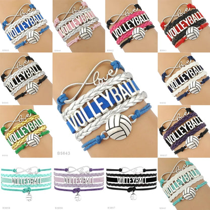 Volleyball Golf Sports Infinity Love Charm Bracelets Royal Handmade Adjustable Jewelry Women Men Boy Drop Shipping Gift