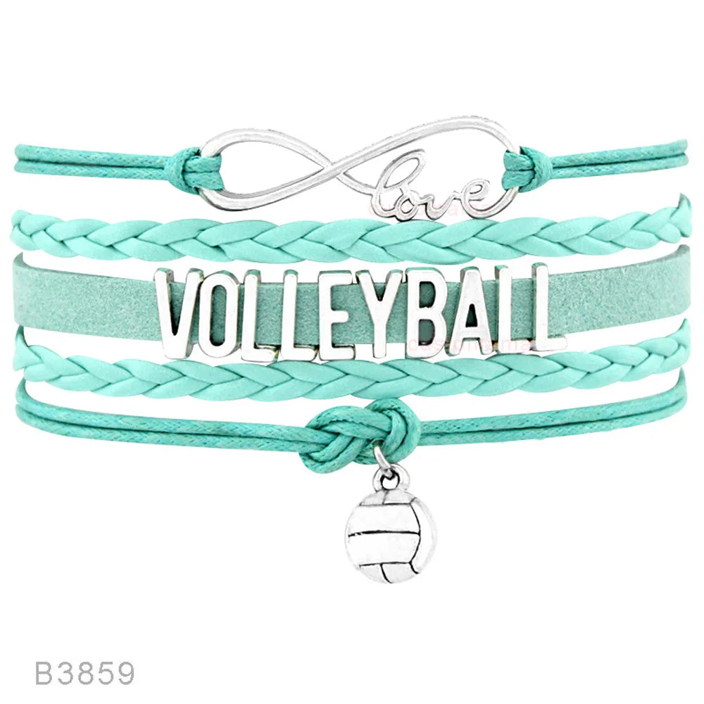 Volleyball Golf Sports Infinity Love Charm Bracelets Royal Handmade Adjustable Jewelry Women Men Boy Drop Shipping Gift