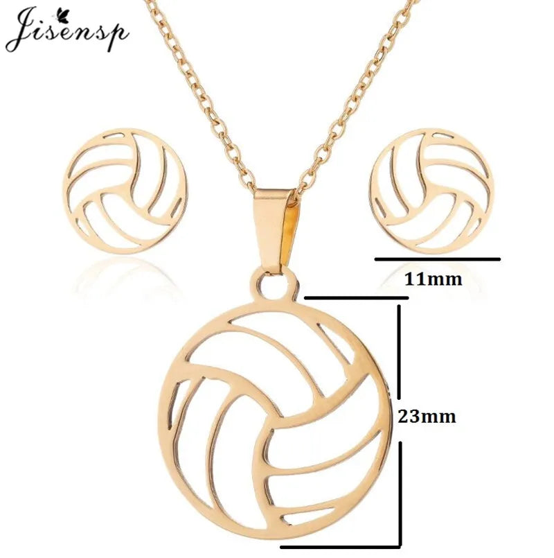 Jisensp Volleyball Jewelry Necklace for Women Men Stainless Steel Chain Necklaces Pendants Sports Fan Necklace Best Gift