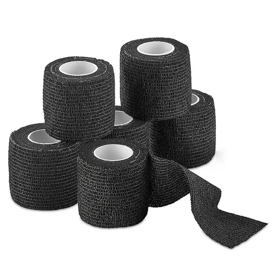 Black EZ Disposable 2''x5 Yards Tattoo Grip Cover Wrap Waterproof  Self-Adhesive Bandage Roll for Tattoo Machine Grip Tube