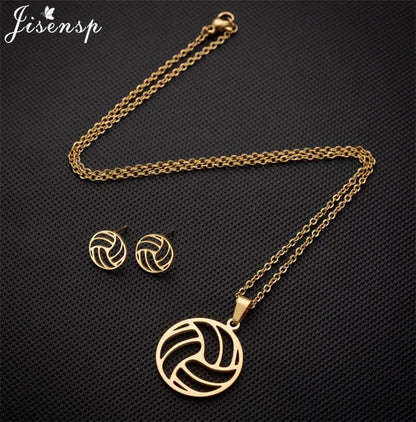 Jisensp Volleyball Jewelry Necklace for Women Men Stainless Steel Chain Necklaces Pendants Sports Fan Necklace Best Gift