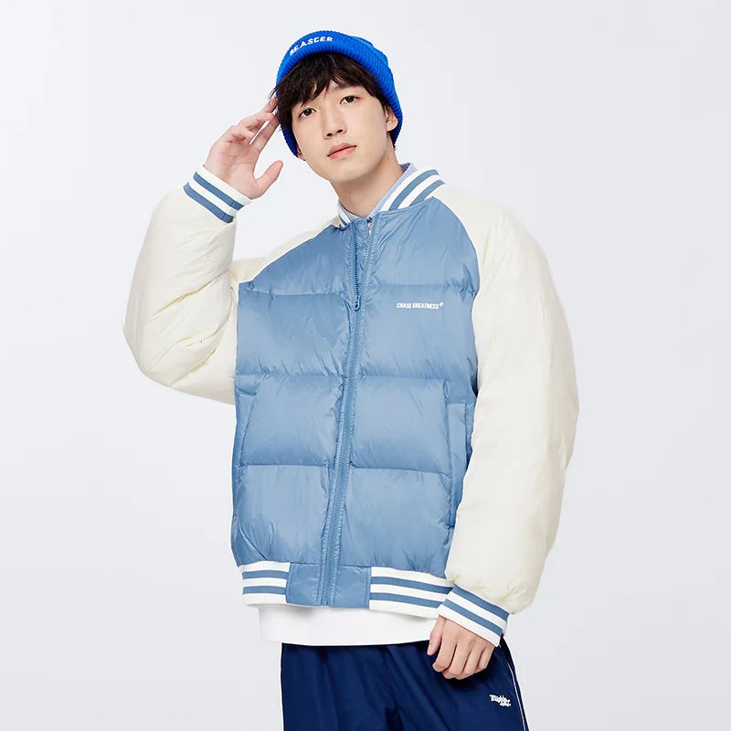 Semir Down Jacket Men Oversize College Style Baseball Collar Jacket 2022 Winter New Sports Raglan Top Coat