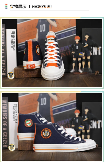 Haikyuu!! Unisex Aoba Johsai Karasuno High School Shoyo Hinata Official Authorization Fashion Flat Casual Canvas Shoes