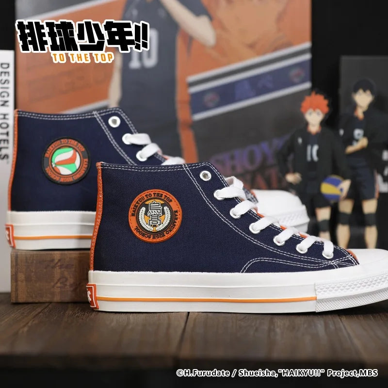 Haikyuu!! Unisex Aoba Johsai Karasuno High School Shoyo Hinata Official Authorization Fashion Flat Casual Canvas Shoes