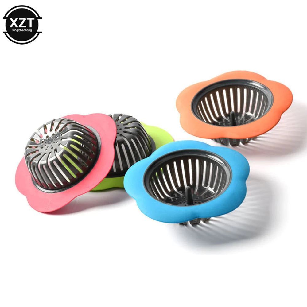 Flower Shaped Kitchen Mesh Sink Drain Silicone Strainer Dense Hole Water Drain Bathroom Drain Hole Hair Filter Trap Waste Screen