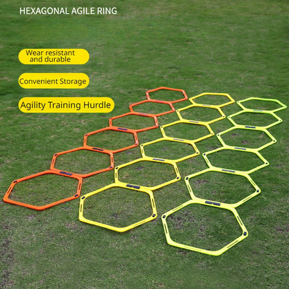 6Pcs Training Rings Agility Football Ring Equipment Folded Hexagon Soccer Footwork Ladder Exercising Multi Supplies Hex Hurdles