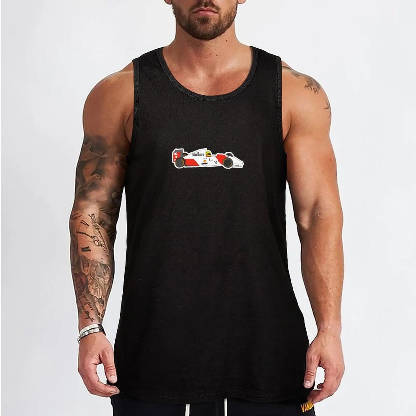 Senna with MP4/4 Tank Top Men's tops Vests sleeveless Men's t-shirts