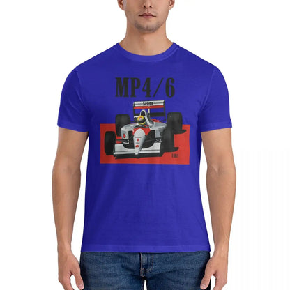 Men T-Shirts MP4 Casual 100% Cotton Tee Shirt Short Sleeve Senna T Shirts Crew Neck Tops Printing
