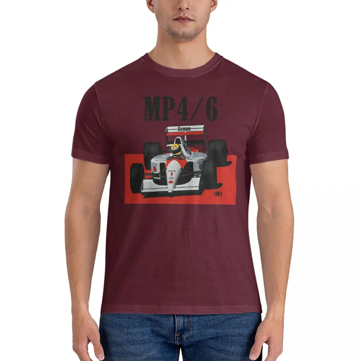 Men T-Shirts MP4 Casual 100% Cotton Tee Shirt Short Sleeve Senna T Shirts Crew Neck Tops Printing