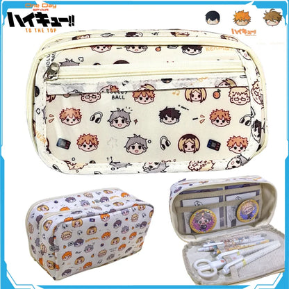 Haikyuu!! Pencil Case Learn Office Storage Student Stationery Bags Children's Paintbrush Case Anime Peripherals Holiday Gifts