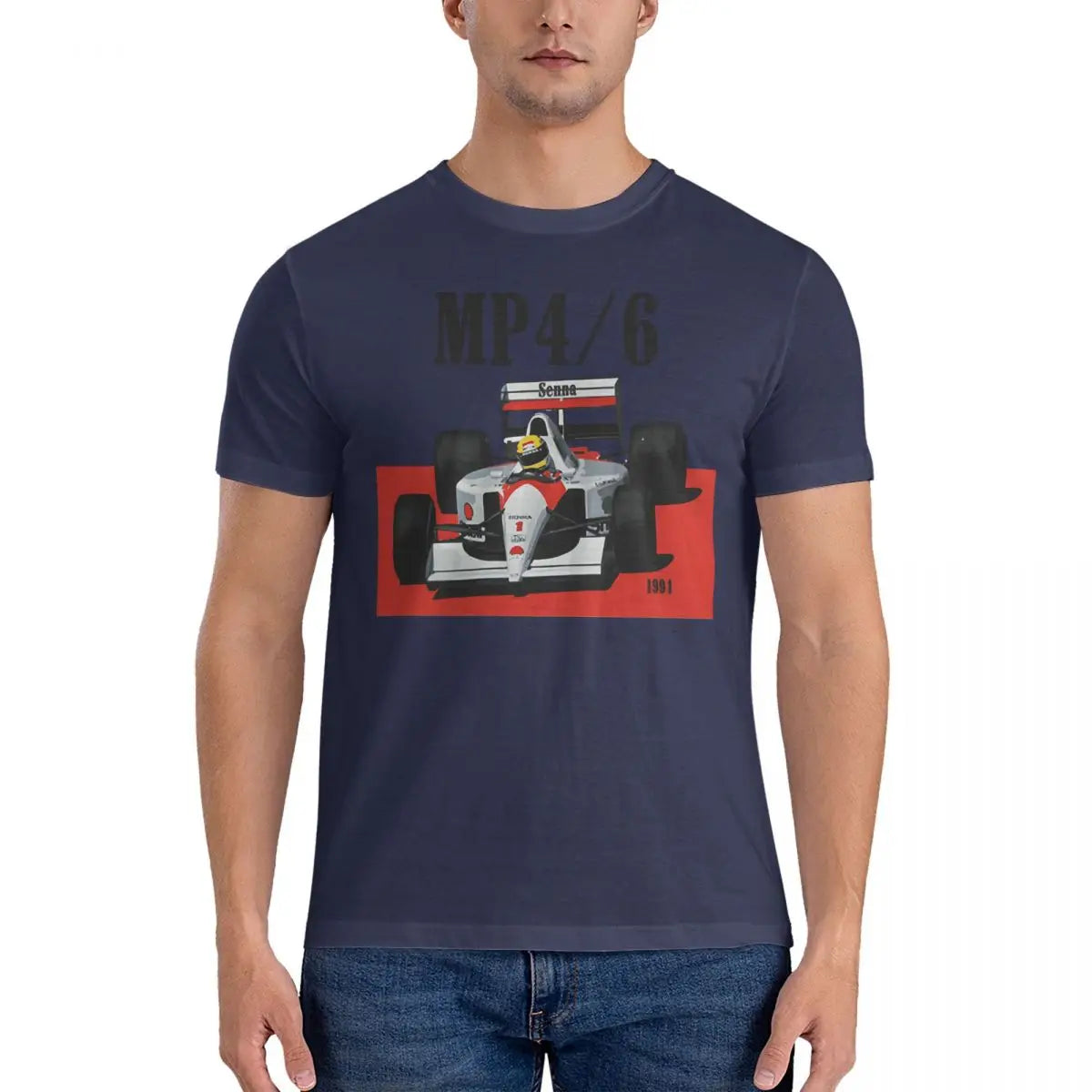 Men T-Shirts MP4 Casual 100% Cotton Tee Shirt Short Sleeve Senna T Shirts Crew Neck Tops Printing