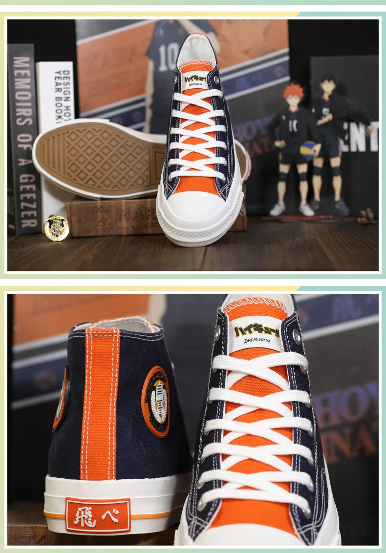 Haikyuu!! Unisex Aoba Johsai Karasuno High School Shoyo Hinata Official Authorization Fashion Flat Casual Canvas Shoes