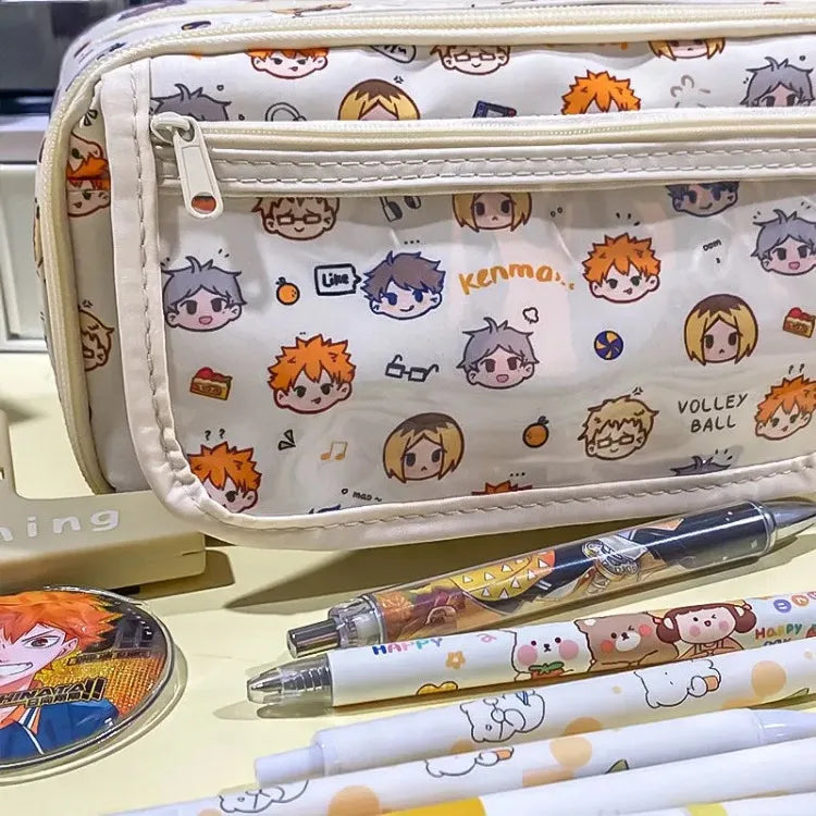 Haikyuu!! Pencil Case Learn Office Storage Student Stationery Bags Children's Paintbrush Case Anime Peripherals Holiday Gifts