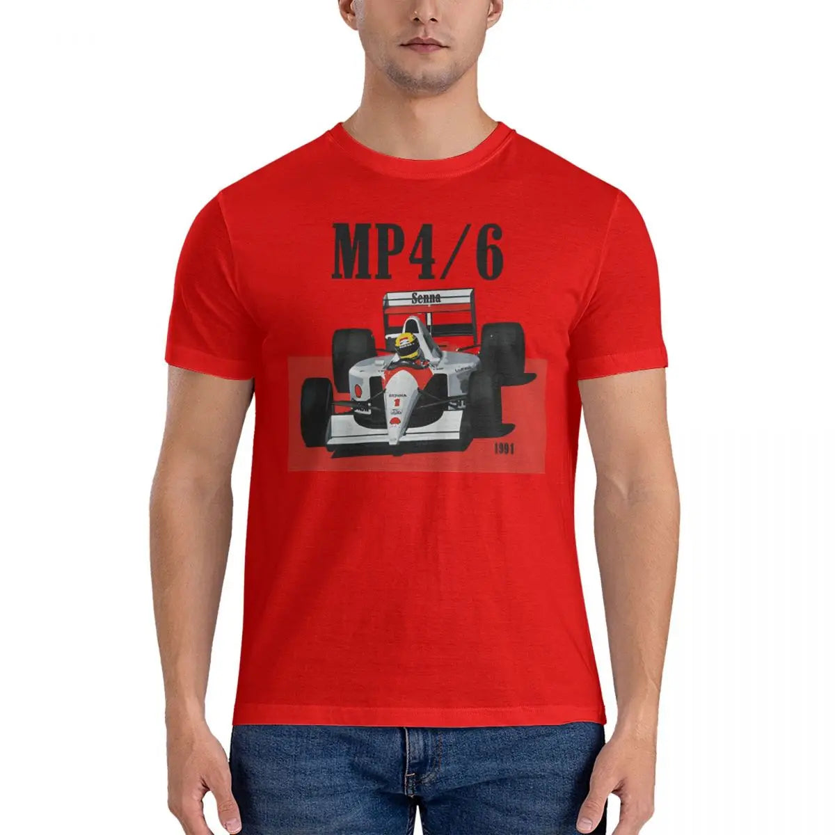 Men T-Shirts MP4 Casual 100% Cotton Tee Shirt Short Sleeve Senna T Shirts Crew Neck Tops Printing