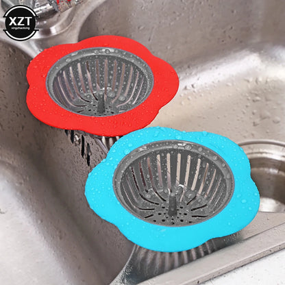 Flower Shaped Kitchen Mesh Sink Drain Silicone Strainer Dense Hole Water Drain Bathroom Drain Hole Hair Filter Trap Waste Screen