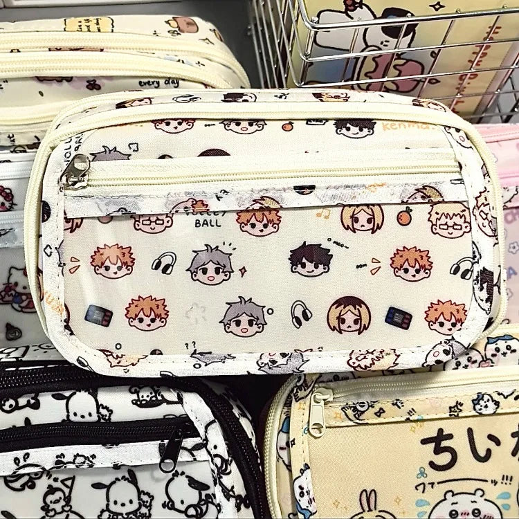 Haikyuu!! Pencil Case Learn Office Storage Student Stationery Bags Children's Paintbrush Case Anime Peripherals Holiday Gifts