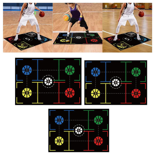 Basketball Training Mat Nonslip Mute Dribbling Ball Control Basketball Footstep Mat Basketball Footwork Mat for Kids Adults