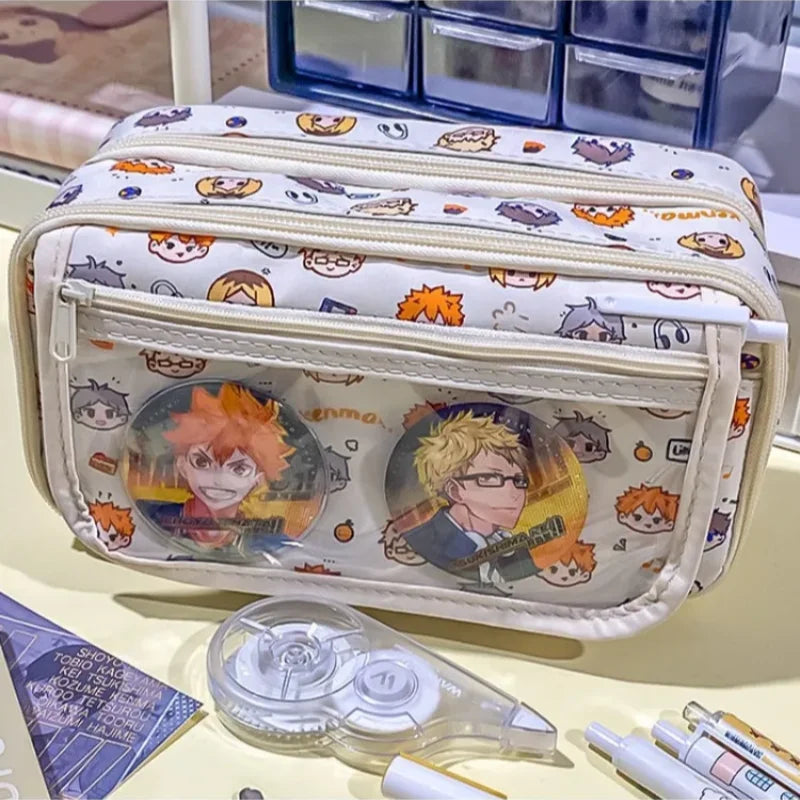 Haikyuu!! Pencil Case Learn Office Storage Student Stationery Bags Children's Paintbrush Case Anime Peripherals Holiday Gifts