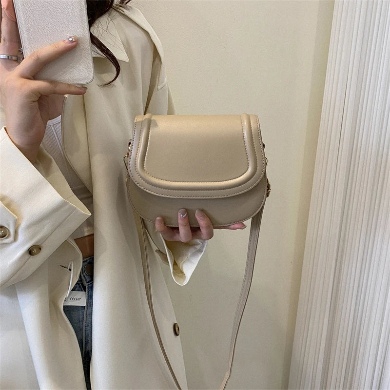 Retro Solid Color PU Crossbody Bag 2023 Summer New Simple Elegant Hasp Women's Shoulder Bag Fashion All-Matched Underarm Bag