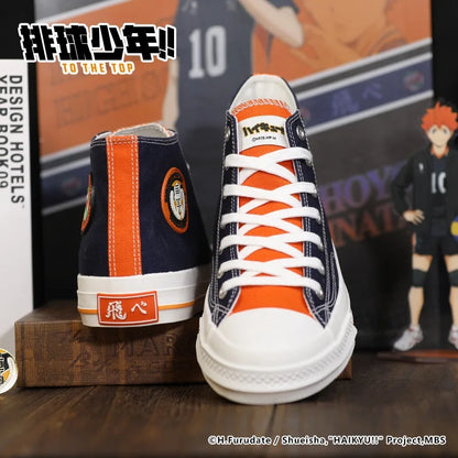 Haikyuu!! Unisex Aoba Johsai Karasuno High School Shoyo Hinata Official Authorization Fashion Flat Casual Canvas Shoes