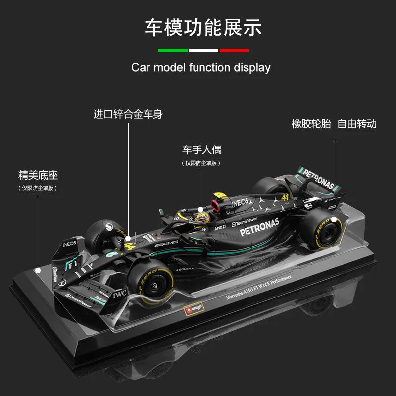 Bburago 1:24 Mercedes AMG F1 Team W14 2023 # 44 Hamilton # 63 Alloy Car Model Formula One Die Casting Model