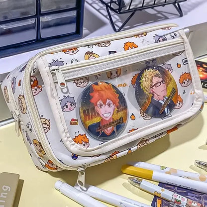 Haikyuu!! Pencil Case Learn Office Storage Student Stationery Bags Children's Paintbrush Case Anime Peripherals Holiday Gifts