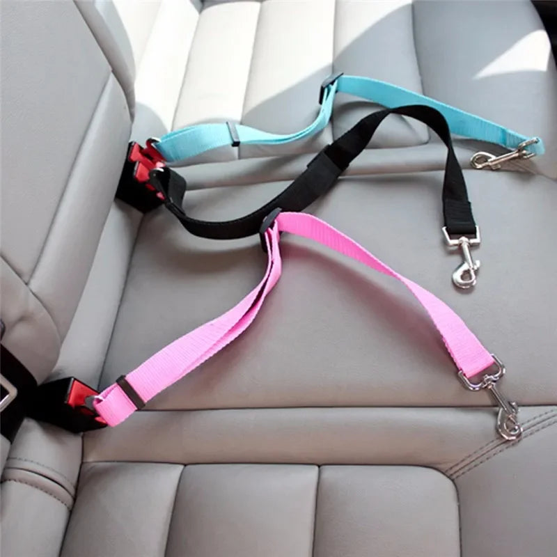 Adjustable Pet Car Safety Harness with Leash and Breakaway Collar - Secure Vehicle Restraint for Dogs during Travel